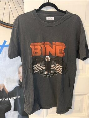 ANINE BING Black Short-Sleeve Graphic Eagle Tee with Orange BING Logo
